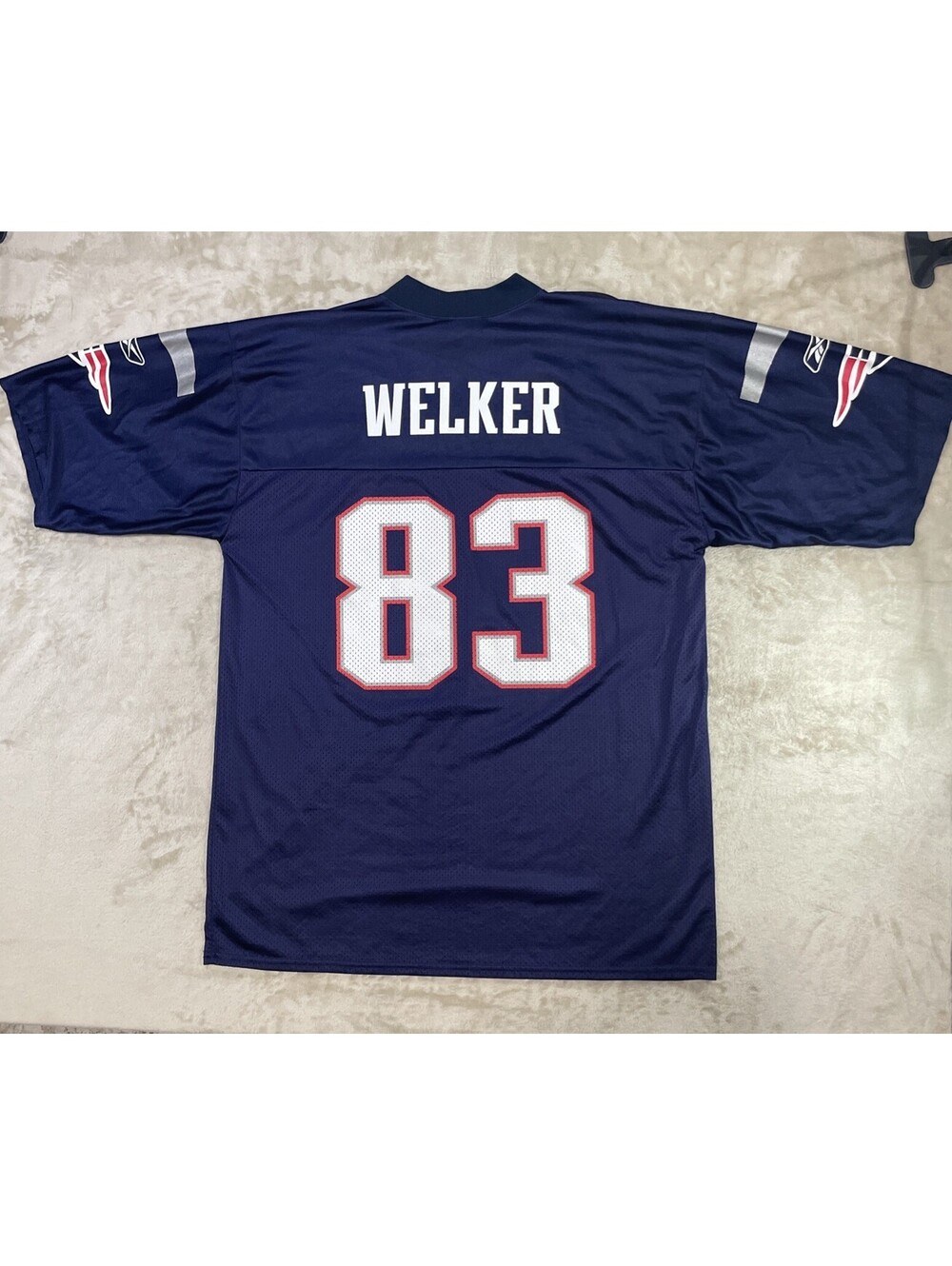 Reebok NEW ENGLAND PATRIOTS WES WELKER #83 Football Jersey Mens Size Large - EUC